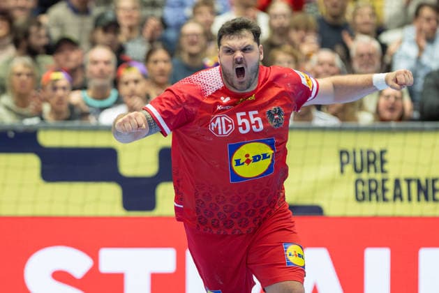 Österreich - Serbien, EHF Handball EM 2026 Tobias Wagner (Österreich, 55). Handball EHF Europameisterschaft, Länderspiel zwischen Österreich und Serbien am 19. Januar 2026 in Herning (Dänemark)., Herning Dänemark Jyske Bank Boxen