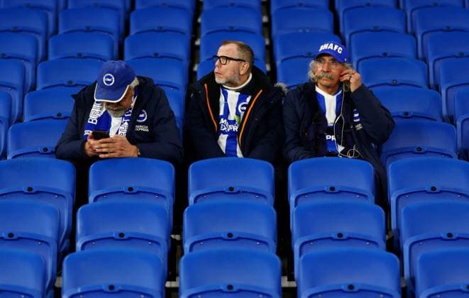 Brighton fans. Brighton and Hove Albion v AFC Bournemouth, Premier League, Football, American Express Community Stadium, Brighton, UK - 19 Jan 2026Brighton American Express Community Stadi United Kingdom EDITORIAL USE ONLY No use with unauthorised audio, video, data, fixture lists, club league logos or live services. Online in-match use limited to 120 images, no video emulation. No use in betting, games or single club league player publications. Copyright: xJamesxMarsh Shutterstockx 16348254b