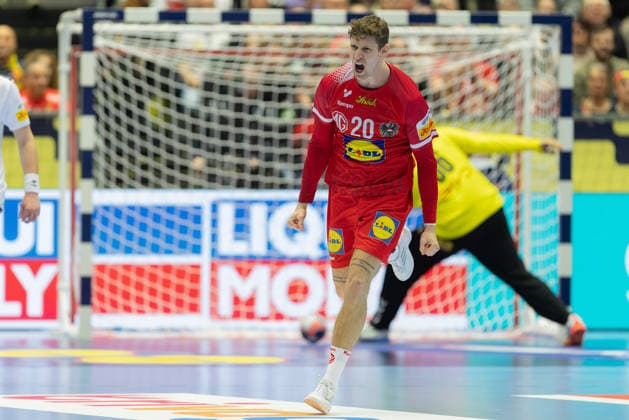 Österreich - Serbien, EHF Handball EM 2026 Sebastian Frimmel (Österreich, 20). Handball EHF Europameisterschaft, Länderspiel zwischen Österreich und Serbien am 19. Januar 2026 in Herning (Dänemark)., Herning Dänemark Jyske Bank Boxen