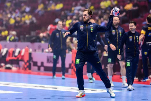 260119 Albin Lagergren of Sweden ahead of the EHF European Handball Championship preliminary round match between Georgia and Sweden on January 19, 2026 in Malmö. Photo: Petter Arvidson BILDBYRAN kod PA PA1125 handball handboll handball handbolls-em 2026 georgien sverige sweden ehf european handball championship georgia bbeng Copyright: PETTERxARVIDSON BB260119PA097