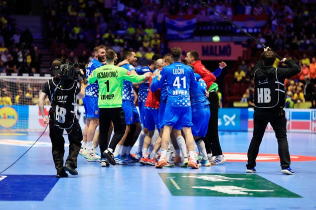 Croatia celebrates the win in the group stage match of the 2026 EHF European Men s Handball Championship (the EHF Euro 2026) between the Netherlands and Croatia at Malmö Arena, Malmö, Sweden, January 19, 2026. MALMÖ SWEDEN x10600x