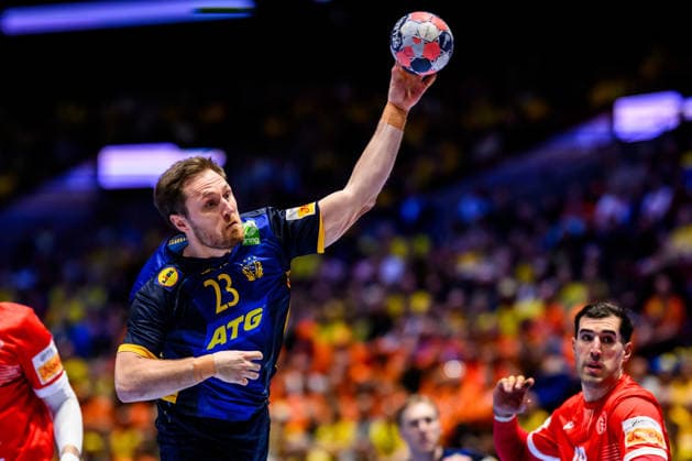 260119 Albin Lagergren of Sweden during the EHF European Handball Championship preliminary round match between Georgia and Sweden on January 19, 2026 in Malmö. Photo: Petter Arvidson BILDBYRAN kod PA PA1125 handball handboll handball handbolls-em 2026 georgien sverige sweden ehf european handball championship georgia bbeng Copyright: PETTERxARVIDSON BB260119PA114