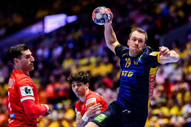 260119 Felix Claar of Sweden during the EHF European Handball Championship preliminary round match between Georgia and Sweden on January 19, 2026 in Malmö. Photo: Petter Arvidson BILDBYRAN kod PA PA1125 handball handboll handball handbolls-em 2026 georgien sverige sweden ehf european handball championship georgia bbeng Copyright: PETTERxARVIDSON BB260119PA119