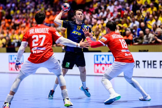 260119 Felix Claar of Sweden during the EHF European Handball Championship preliminary round match between Georgia and Sweden on January 19, 2026 in Malmö. Photo: Petter Arvidson BILDBYRAN kod PA PA1125 handball handboll handball handbolls-em 2026 georgien sverige sweden ehf european handball championship georgia bbeng Copyright: PETTERxARVIDSON BB260119PA122