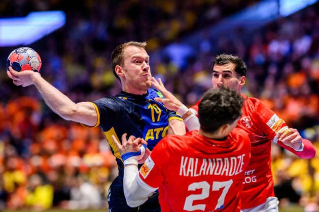 260119 Felix Claar of Sweden during the EHF European Handball Championship preliminary round match between Georgia and Sweden on January 19, 2026 in Malmö. Photo: Petter Arvidson BILDBYRAN kod PA PA1125 handball handboll handball handbolls-em 2026 georgien sverige sweden ehf european handball championship georgia bbeng Copyright: PETTERxARVIDSON BB260119PA123
