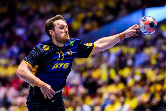260119 Albin Lagergren of Sweden during the EHF European Handball Championship preliminary round match between Georgia and Sweden on January 19, 2026 in Malmö. Photo: Petter Arvidson BILDBYRAN kod PA PA1125 handball handboll handball handbolls-em 2026 georgien sverige sweden ehf european handball championship georgia bbeng Copyright: PETTERxARVIDSON BB260119PA137