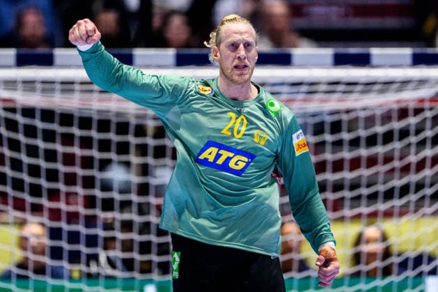 260119 Goalkeeper Mikael Appelgren of Sweden celebrates during the EHF European Handball Championship preliminary round match between Georgia and Sweden on January 19, 2026 in Malmö. Photo: Petter Arvidson BILDBYRAN kod PA PA1125 handball handboll handball handbolls-em 2026 georgien sverige sweden ehf european handball championship georgia bbeng jubel Copyright: PETTERxARVIDSON BB260119PA139