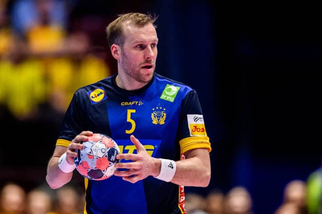260119 Max Darj of Sweden during the EHF European Handball Championship preliminary round match between Georgia and Sweden on January 19, 2026 in Malmö. Photo: Petter Arvidson BILDBYRAN kod PA PA1125 handball handboll handball handbolls-em 2026 georgien sverige sweden ehf european handball championship georgia bbeng Copyright: PETTERxARVIDSON BB260119PA141