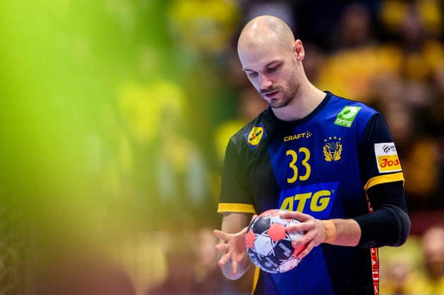 260119 Lukas Sandell of Sweden during the EHF European Handball Championship preliminary round match between Georgia and Sweden on January 19, 2026 in Malmö. Photo: Petter Arvidson BILDBYRAN kod PA PA1125 handball handboll handball handbolls-em 2026 georgien sverige sweden ehf european handball championship georgia bbeng Copyright: PETTERxARVIDSON BB260119PA144