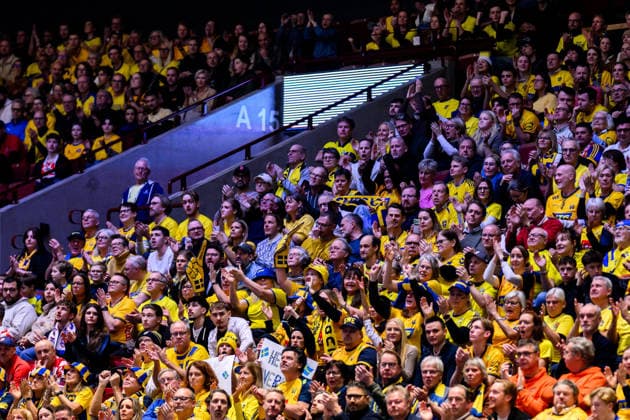 260119 Spectators in the stands during the EHF European Handball Championship preliminary round match between Georgia and Sweden on January 19, 2026 in Malmö. Photo: Petter Arvidson BILDBYRAN kod PA PA1125 handball handboll handball handbolls-em 2026 georgien sverige sweden ehf european handball championship georgia bbeng publik Copyright: PETTERxARVIDSON BB260119PA146