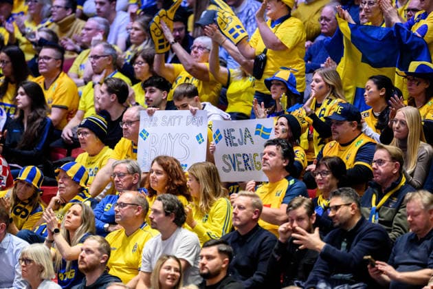 260119 Spectators in the stands during the EHF European Handball Championship preliminary round match between Georgia and Sweden on January 19, 2026 in Malmö. Photo: Petter Arvidson BILDBYRAN kod PA PA1125 handball handboll handball handbolls-em 2026 georgien sverige sweden ehf european handball championship georgia bbeng publik Copyright: PETTERxARVIDSON BB260119PA147