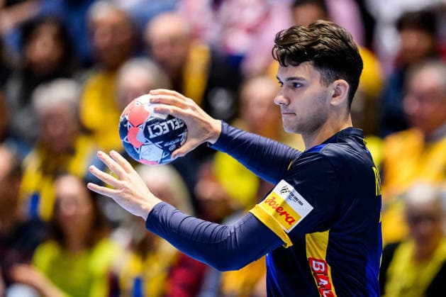 260119 Nikola Roganovic of Sweden during the EHF European Handball Championship preliminary round match between Georgia and Sweden on January 19, 2026 in Malmö. Photo: Petter Arvidson BILDBYRAN kod PA PA1125 handball handboll handball handbolls-em 2026 georgien sverige sweden ehf european handball championship georgia bbeng Copyright: PETTERxARVIDSON BB260119PA149