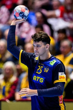 260119 Nikola Roganovic of Sweden during the EHF European Handball Championship preliminary round match between Georgia and Sweden on January 19, 2026 in Malmö. Photo: Petter Arvidson BILDBYRAN kod PA PA1125 handball handboll handball handbolls-em 2026 georgien sverige sweden ehf european handball championship georgia bbeng Copyright: PETTERxARVIDSON BB260119PA150