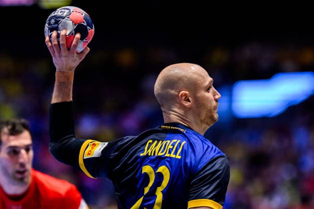 260119 Lukas Sandell of Sweden during the EHF European Handball Championship preliminary round match between Georgia and Sweden on January 19, 2026 in Malmö. Photo: Petter Arvidson BILDBYRAN kod PA PA1125 handball handboll handball handbolls-em 2026 georgien sverige sweden ehf european handball championship georgia bbeng Copyright: PETTERxARVIDSON BB260119PA151