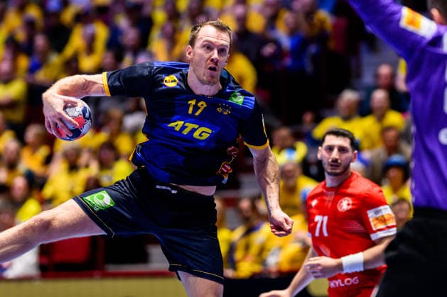 260119Felix Claar of Sweden during the EHF European Handball Championship preliminary round match between Georgia and Sweden on January 19, 2026 in Malmö. Photo: Petter Arvidson BILDBYRAN kod PA PA1125 handball handboll handball handbolls-em 2026 georgien sverige sweden ehf european handball championship georgia bbeng Copyright: PETTERxARVIDSON BB260119PA152