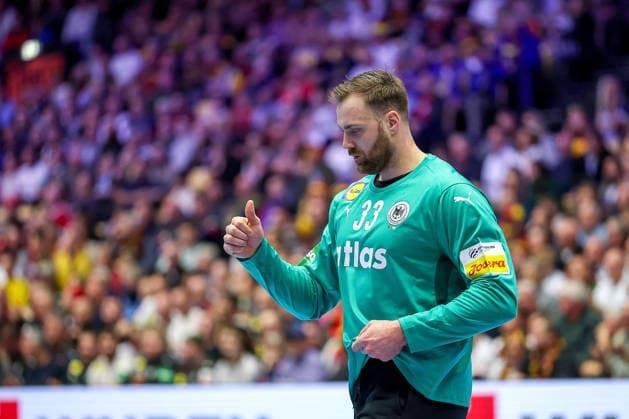 19.01.2026, Handball, Men s EHF EURO 2026, Deutschland - Spanien, Jyske Bank Boxen in Herning, Dänemark, Preliminary Round: Andreas Wolff (Germany 33) jubelnd Dänemark