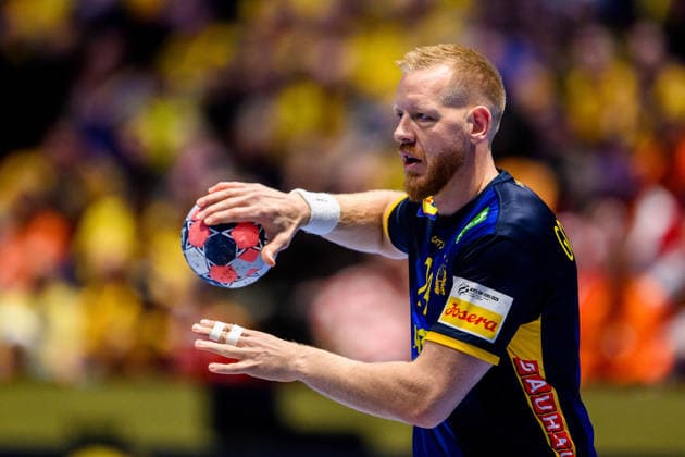 260119 Jim Gottfridsson of Sweden during the EHF European Handball Championship preliminary round match between Georgia and Sweden on January 19, 2026 in Malmö. Photo: Petter Arvidson BILDBYRAN kod PA PA1125 handball handboll handball handbolls-em 2026 georgien sverige sweden ehf european handball championship georgia bbeng Copyright: PETTERxARVIDSON BB260119PA157