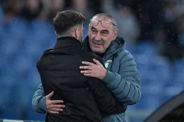 Como™s head coach Cesc Fabregas Lazio™s head coach Maurizio Sarri during the Serie A EniLive soccer match between Lazio and Como at the Rome s Olympic stadium, Italy - Monday January 19, 2026 - Soccer ( Photo by Alfredo Falcone LaPresse )  Copyright: xAlfredoxFalcone LaPressex