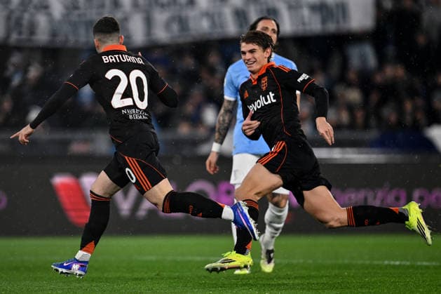 Dc Roma 19 01 2026 - campionato di calcio serie A Lazio-Como foto Domenico Cippitelli Image nella foto: esultanza gol Martin Baturina 