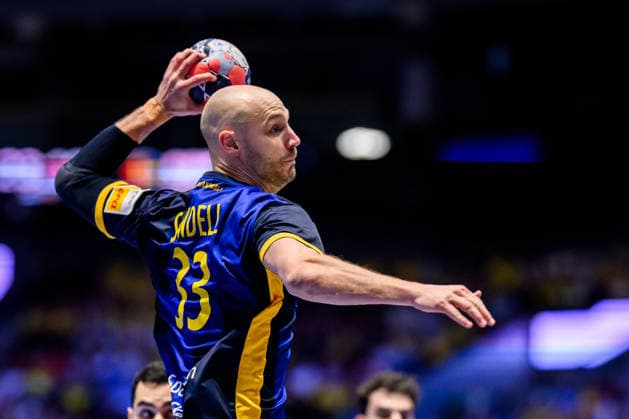 260119 Lukas Sandell of Sweden during the EHF European Handball Championship preliminary round match between Georgia and Sweden on January 19, 2026 in Malmö. Photo: Petter Arvidson BILDBYRAN kod PA PA1125 handball handboll handball handbolls-em 2026 georgien sverige sweden ehf european handball championship georgia bbeng Copyright: PETTERxARVIDSON BB260119PA160