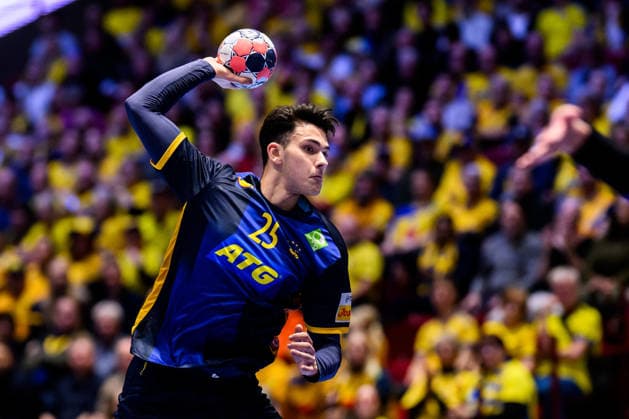 260119 Nikola Roganovic of Sweden during the EHF European Handball Championship preliminary round match between Georgia and Sweden on January 19, 2026 in Malmö. Photo: Petter Arvidson BILDBYRAN kod PA PA1125 handball handboll handball handbolls-em 2026 georgien sverige sweden ehf european handball championship georgia bbeng Copyright: PETTERxARVIDSON BB260119PA169