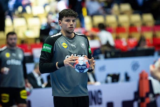 HERNING, DENMARK - JANUARY 19: Marko Grgic (Germany, 71) during warm up during the EHF EURO 2026 match between Germany vs Spain at Jyske Bank Boxen Arena on matchday 3 of the Group Matches Group A on January 19, 2026 in Herning, Denmark. Midtjylland Denmark Copyright: xMarioxM.xKobergx