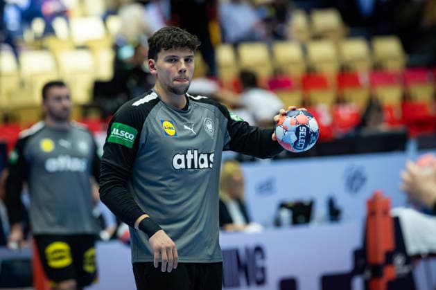 HERNING, DENMARK - JANUARY 19: Marko Grgic (Germany, 71) during warm up during the EHF EURO 2026 match between Germany vs Spain at Jyske Bank Boxen Arena on matchday 3 of the Group Matches Group A on January 19, 2026 in Herning, Denmark. Midtjylland Denmark Copyright: xMarioxM.xKobergx