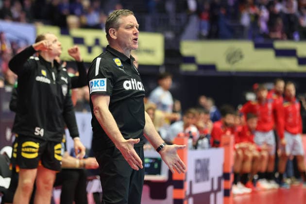 Deutschland - Spanien, EHF Handball EM 2026 Trainer Alfred Gislason (Deutschland). Handball EHF Europameisterschaft, Länderspiel zwischen Deutschland und Spanien am 19. Januar 2026 in Herning (Dänemark)., Herning Dänemark Jyske Bank Boxen