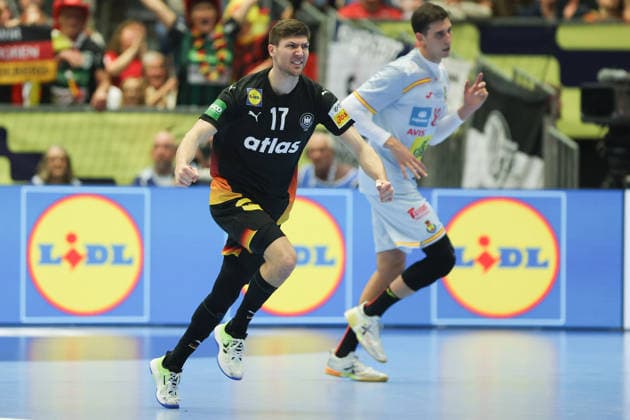 Deutschland - Spanien, EHF Handball EM 2026 Lukas Zerbe (Deutschland, 17). Handball EHF Europameisterschaft, Länderspiel zwischen Deutschland und Spanien am 19. Januar 2026 in Herning (Dänemark)., Herning Dänemark Jyske Bank Boxen