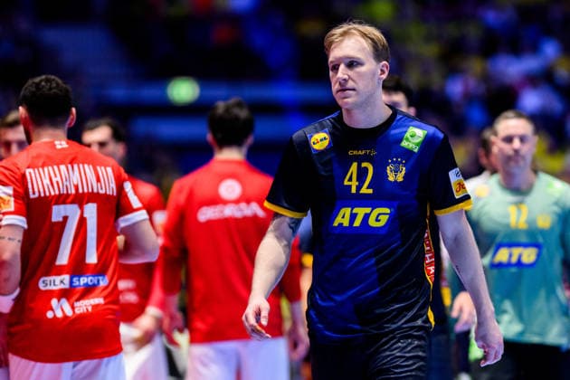 260119 Eric Johansson of Sweden during the EHF European Handball Championship preliminary round match between Georgia and Sweden on January 19, 2026 in Malmö. Photo: Petter Arvidson BILDBYRAN kod PA PA1125 handball handboll handball handbolls-em 2026 georgien sverige sweden ehf european handball championship georgia bbeng Copyright: PETTERxARVIDSON BB260119PA182