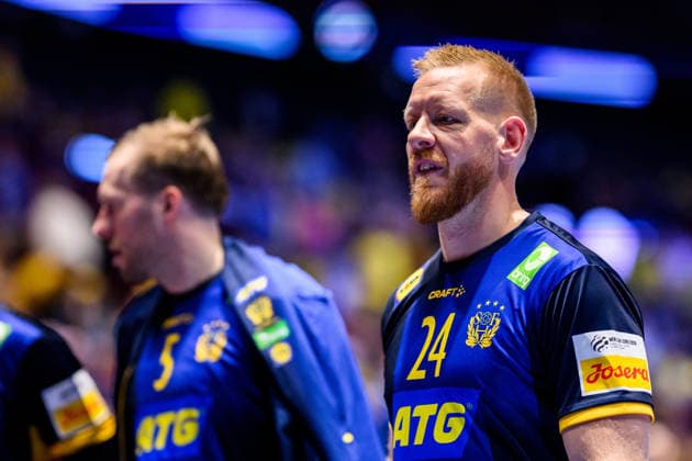 260119 Jim Gottfridsson of Sweden during the EHF European Handball Championship preliminary round match between Georgia and Sweden on January 19, 2026 in Malmö. Photo: Petter Arvidson BILDBYRAN kod PA PA1125 handball handboll handball handbolls-em 2026 georgien sverige sweden ehf european handball championship georgia bbeng Copyright: PETTERxARVIDSON BB260119PA184