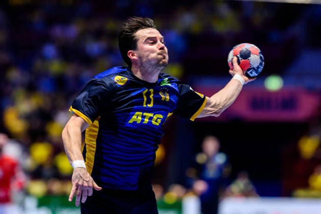 260119 Sebastian Karlsson of Sweden during the EHF European Handball Championship preliminary round match between Georgia and Sweden on January 19, 2026 in Malmö. Photo: Petter Arvidson BILDBYRAN kod PA PA1125 handball handboll handball handbolls-em 2026 georgien sverige sweden ehf european handball championship georgia bbeng Copyright: PETTERxARVIDSON BB260119PA187