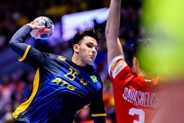 260119 Nikola Roganovic of Sweden during the EHF European Handball Championship preliminary round match between Georgia and Sweden on January 19, 2026 in Malmö. Photo: Petter Arvidson BILDBYRAN kod PA PA1125 handball handboll handball handbolls-em 2026 georgien sverige sweden ehf european handball championship georgia bbeng Copyright: PETTERxARVIDSON BB260119PA188