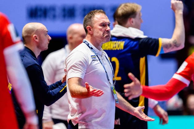 260119 Head coach Michael Apelgren of Sweden during the EHF European Handball Championship preliminary round match between Georgia and Sweden on January 19, 2026 in Malmö. Photo: Petter Arvidson BILDBYRAN kod PA PA1125 handball handboll handball handbolls-em 2026 georgien sverige sweden ehf european handball championship georgia bbeng Copyright: PETTERxARVIDSON BB260119PA190