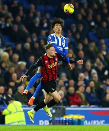 Kaoru Mitoma of Brighton and Hove Albion and Adrien Truffert of AFC Bournemouth. Brighton and Hove Albion v AFC Bournemouth, Premier League, Football, American Express Community Stadium, Brighton, UK - 19 Jan 2026Brighton American Express Community Stadi United Kingdom EDITORIAL USE ONLY No use with unauthorised audio, video, data, fixture lists, club league logos or live services. Online in-match use limited to 120 images, no video emulation. No use in betting, games or single club league player publications. Copyright: xJamesxMarsh Shutterstockx 16348254ad