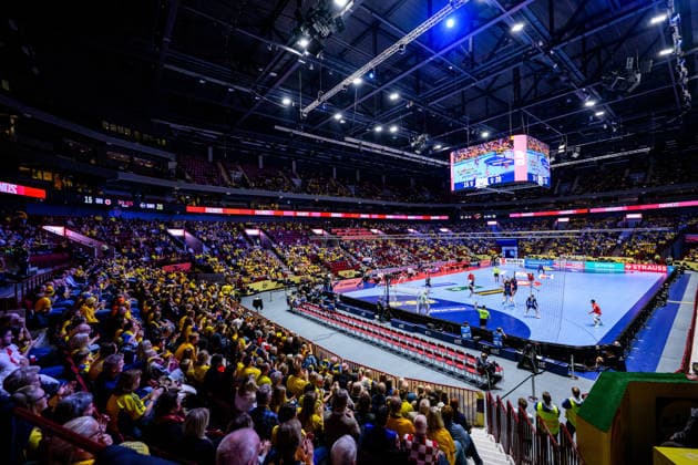 260119 General view of Malmö Arena during the EHF European Handball Championship preliminary round match between Georgia and Sweden on January 19, 2026 in Malmö. Photo: Petter Arvidson BILDBYRAN kod PA PA1125 handball handboll handball handbolls-em 2026 georgien sverige sweden ehf european handball championship georgia bbeng arena interiör Copyright: PETTERxARVIDSON BB260119PA198