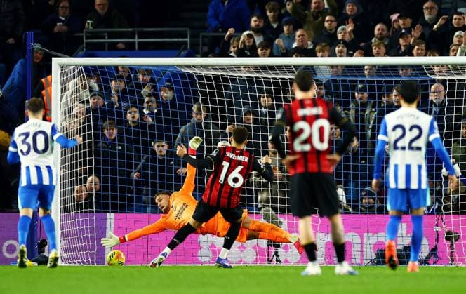 Marcus Tavernier of AFC Bournemouth scores a goal to make the score 0-1. Brighton and Hove Albion v AFC Bournemouth, Premier League, Football, American Express Community Stadium, Brighton, UK - 19 Jan 2026Brighton American Express Community Stadi United Kingdom EDITORIAL USE ONLY No use with unauthorised audio, video, data, fixture lists, club league logos or live services. Online in-match use limited to 120 images, no video emulation. No use in betting, games or single club league player publications. Copyright: xJamesxMarsh Shutterstockx 16348254aj