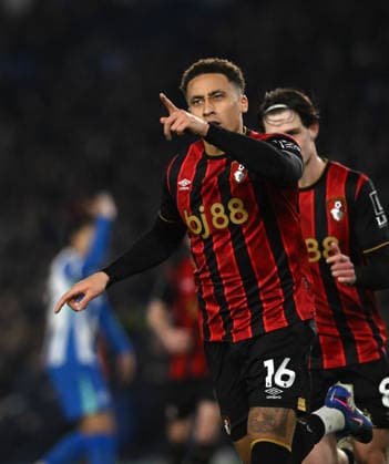 Marcus Tavernier of Bournemouth celebrates after giving them the lead from the penalty spot during the Premier League match between Brighton and Hove Albion and AFC Bournemouth at the American Express Stadium , Brighton , UK - 19th January 2026 Brighton vs Bournemouth Premier League Football, Amex Stadium, Sussex, UK - 19 Jan 2026Brighton Amex Stadium Sussex United Kingdom Editorial use only. No merchandising. For Football images FA and Premier League restrictions apply inc. no internet mobile usage without FAPL license - for details contact Football Dataco  Copyright: xSimonxDack TPI Shutterstockx 16370121u