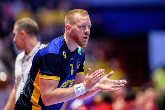 260119 Jim Gottfridsson of Sweden during the EHF European Handball Championship preliminary round match between Georgia and Sweden on January 19, 2026 in Malmö. Photo: Petter Arvidson BILDBYRAN kod PA PA1125 handball handboll handball handbolls-em 2026 georgien sverige sweden ehf european handball championship georgia bbeng Copyright: PETTERxARVIDSON BB260119PA227