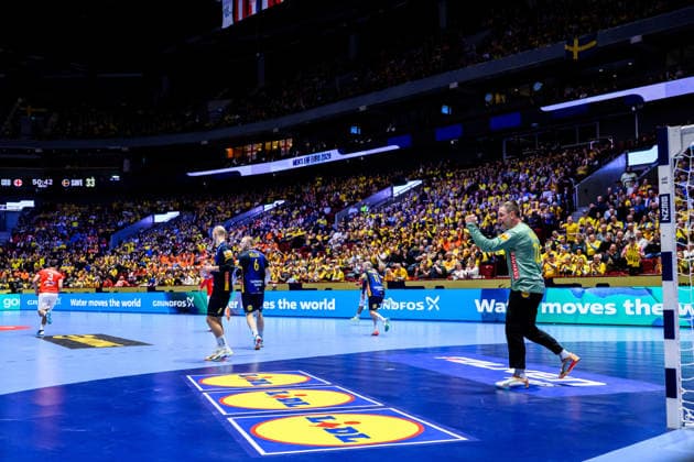 260119 Goalkeeper Andreas Palicka of Sweden celebrates during the EHF European Handball Championship preliminary round match between Georgia and Sweden on January 19, 2026 in Malmö. Photo: Petter Arvidson BILDBYRAN kod PA PA1125 handball handboll handball handbolls-em 2026 georgien sverige sweden ehf european handball championship georgia bbeng jubel Copyright: PETTERxARVIDSON BB260119PA239