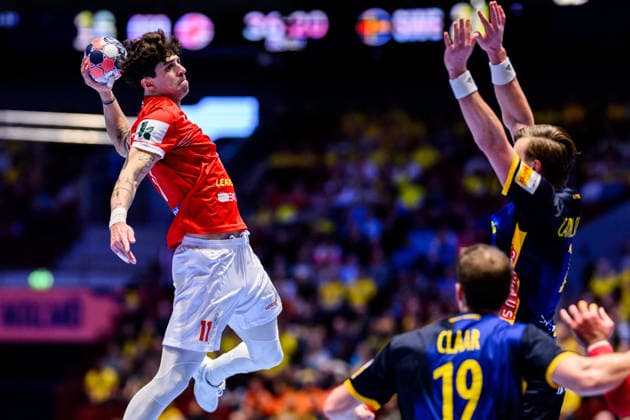 260119 Giorgi Tskhovrebadze of Georgia during the EHF European Handball Championship preliminary round match between Georgia and Sweden on January 19, 2026 in Malmö. Photo: Petter Arvidson BILDBYRAN kod PA PA1125 handball handboll handball handbolls-em 2026 georgien sverige sweden ehf european handball championship georgia bbeng Copyright: PETTERxARVIDSON BB260119PA240
