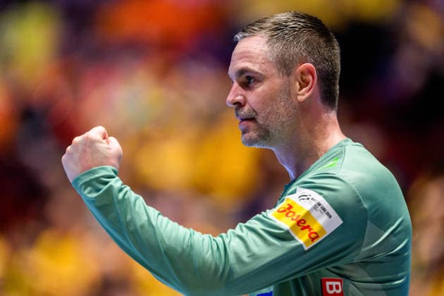260119 Goalkeeper Andreas Palicka of Sweden celebrates during the EHF European Handball Championship preliminary round match between Georgia and Sweden on January 19, 2026 in Malmö. Photo: Petter Arvidson BILDBYRAN kod PA PA1125 handball handboll handball handbolls-em 2026 georgien sverige sweden ehf european handball championship georgia bbeng jubel Copyright: PETTERxARVIDSON BB260119PA250