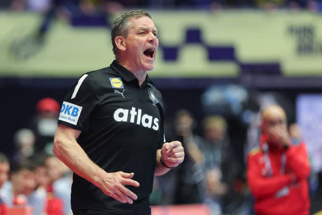 Deutschland - Spanien, EHF Handball EM 2026 Trainer Alfred Gislason (Deutschland). Handball EHF Europameisterschaft, Länderspiel zwischen Deutschland und Spanien am 19. Januar 2026 in Herning (Dänemark)., Herning Dänemark Jyske Bank Boxen