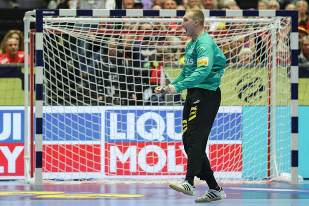 Deutschland - Spanien, EHF Handball EM 2026 Torwart David Späth (Deutschland, 1). Handball EHF Europameisterschaft, Länderspiel zwischen Deutschland und Spanien am 19. Januar 2026 in Herning (Dänemark)., Herning Dänemark Jyske Bank Boxen
