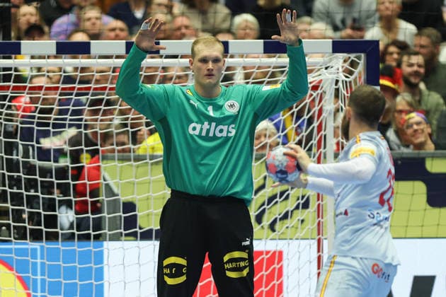Deutschland - Spanien, EHF Handball EM 2026 Torwart David Späth (Deutschland, 1). Handball EHF Europameisterschaft, Länderspiel zwischen Deutschland und Spanien am 19. Januar 2026 in Herning (Dänemark)., Herning Dänemark Jyske Bank Boxen