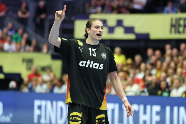Deutschland - Spanien, EHF Handball EM 2026 Juri Knorr (Deutschland, 15). Handball EHF Europameisterschaft, Länderspiel zwischen Deutschland und Spanien am 19. Januar 2026 in Herning (Dänemark)., Herning Dänemark Jyske Bank Boxen