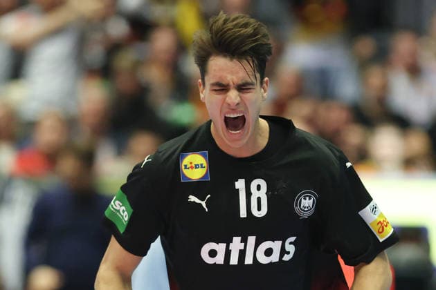 Deutschland - Spanien, EHF Handball EM 2026 Julian Köster (Deutschland, 18). Handball EHF Europameisterschaft, Länderspiel zwischen Deutschland und Spanien am 19. Januar 2026 in Herning (Dänemark)., Herning Dänemark Jyske Bank Boxen