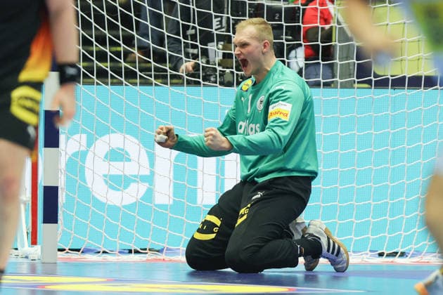 Deutschland - Spanien, EHF Handball EM 2026 Torwart David Späth (Deutschland, 1). Handball EHF Europameisterschaft, Länderspiel zwischen Deutschland und Spanien am 19. Januar 2026 in Herning (Dänemark)., Herning Dänemark Jyske Bank Boxen