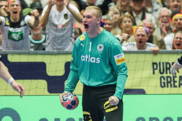 Deutschland - Spanien, EHF Handball EM 2026 Torwart David Späth (Deutschland, 1). Handball EHF Europameisterschaft, Länderspiel zwischen Deutschland und Spanien am 19. Januar 2026 in Herning (Dänemark)., Herning Dänemark Jyske Bank Boxen