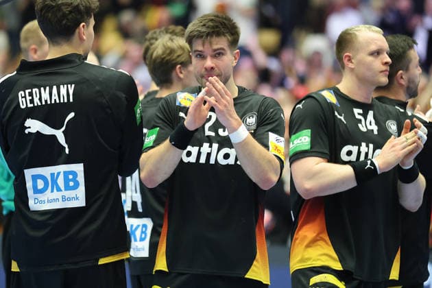 Deutschland - Spanien, EHF Handball EM 2026 Renars Uscins (Deutschland 23). Handball EHF Europameisterschaft, Länderspiel zwischen Deutschland und Spanien am 19. Januar 2026 in Herning (Dänemark)., Herning Dänemark Jyske Bank Boxen